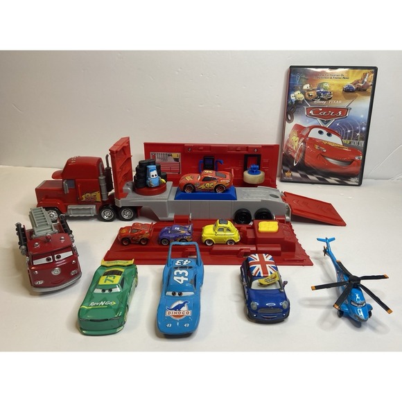 Disney Pixar Cars Collection Lot Of 10 Cars 1 DVD McQueen Mack Ronnie Del Cooper